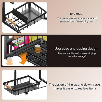 ADBIU Under Sink Organizer 2 Pack, Adjustable Height (11"-15.75") Under Cabinet Storage, 2 Tier Pull Out Sliding Drawers for Kitchen Bathroom, Heavy Duty Metal Shelf, White