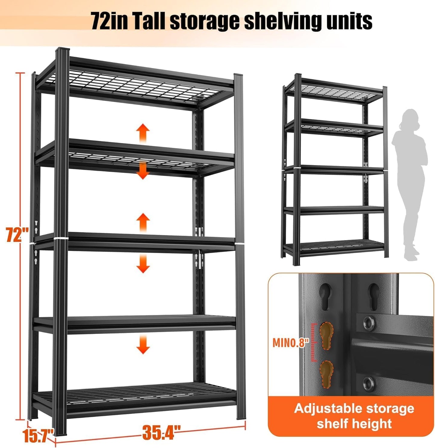 Over Washer and Dryer Shelves, Laundry Room Shelves Adjustable Metal Heavy Duty Freestanding Storage Shelving, Washing Machine Rack for Organization and Storage, Black (39.4" W X 17.7" D X 71.2" H)
