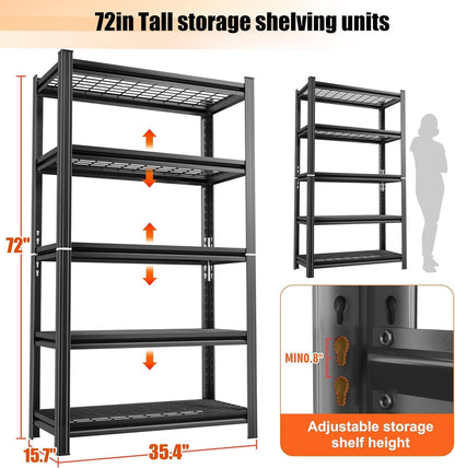 Over Washer and Dryer Shelves, Laundry Room Shelves Adjustable Metal Heavy Duty Freestanding Storage Shelving, Washing Machine Rack for Organization and Storage, Black (39.4" W X 17.7" D X 71.2" H)