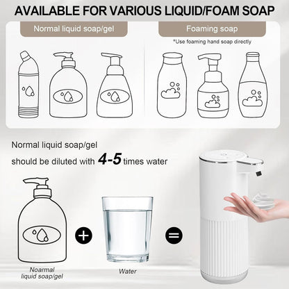 GuDoQi Automatic Touchless Liquid Soap Dispenser, 4-Level Adjustable Foam, USB Rechargeable Hand Soap Dispenser for Bathroom, Kitchen Countertops, 12.2oz/360mL, Black