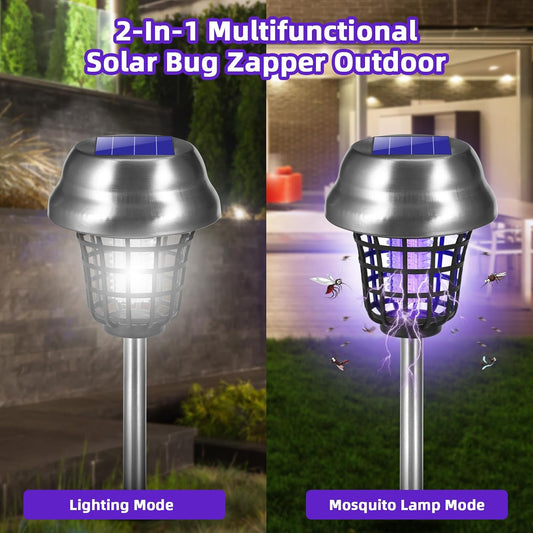 Solar Bug Zapper Outdoor Waterproof Mosquito Repellent Outdoor Patio Mosquito Trap & Killer for Backyard, Farm, Garden, 2026 Solar Powered Fly Zapper for Small Flying Insect, Gnats, Flies, Moths(4)