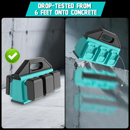 Dinftin 6-Slot Battery Caddy Holder/Carrying Case Compatible for Makita 18V Batteries - Heavy Duty ABS Organizer for 1.5Ah-12.0Ah Batteries with Handle, Non-Slip Base（Battery Not Included）