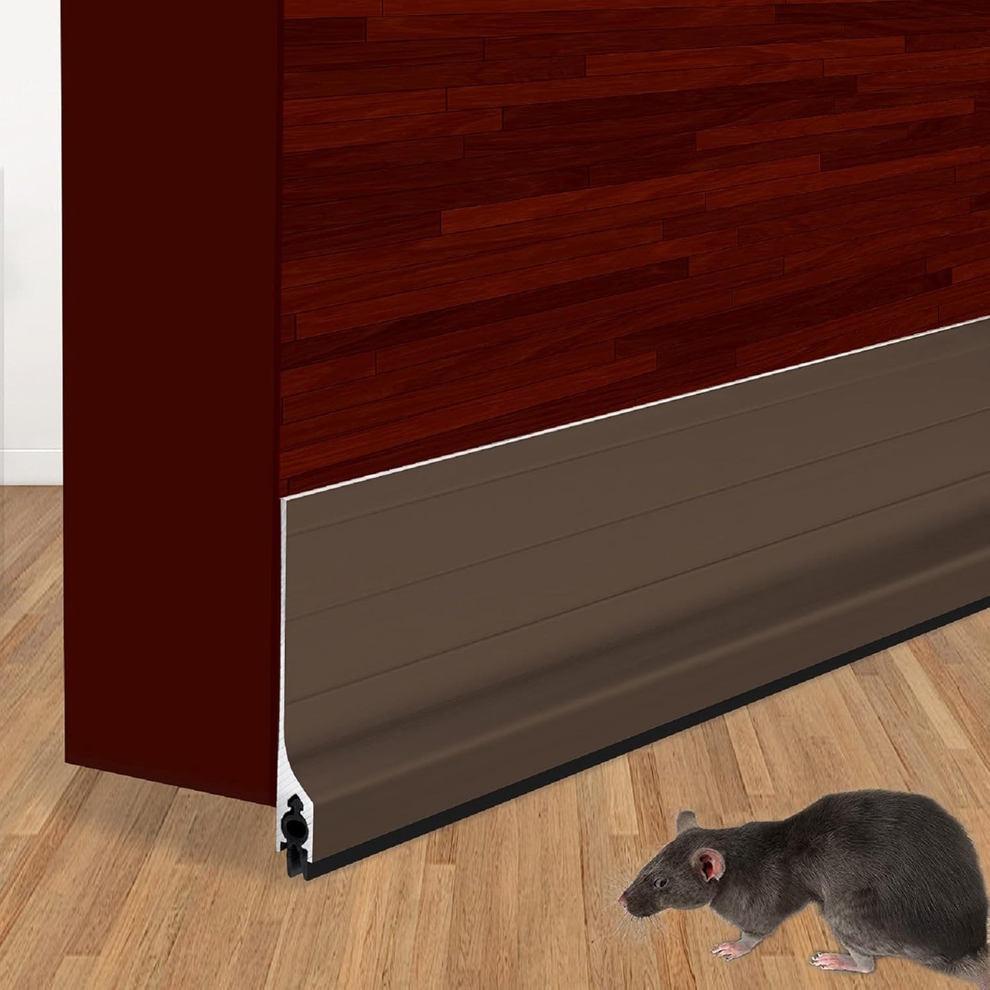 Aluminum Door Draft Stopper 36" Metal Sweep Bottom Seal Strip Noise Blocker with Rubber Sweep, Oil Bronze