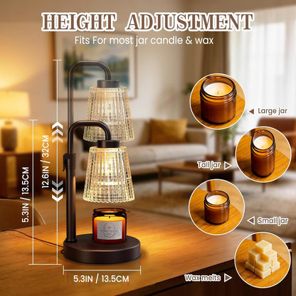 hyrion Candle Warmer Lamp with Timer Dimmable, Birthday Gifts for Women Mom, Adjustable Height Candle Warmer for Jar Candles, Flower Flameless Candle Lamps with 2 Bulbs, Housewarming, Home Decor