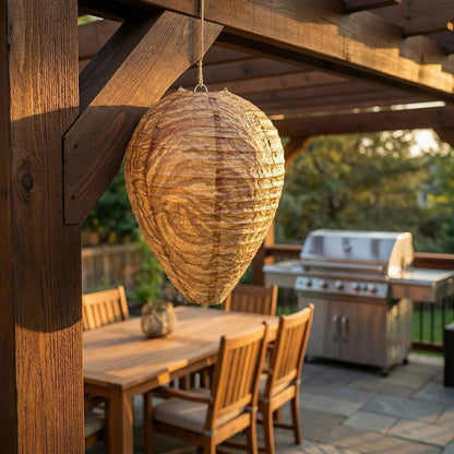 Fake Wasp Nest Wasp Deterrent for Outdoor – 6 Pack Decoy Wasp Nest Hanging, Waterproof Paper Wasp Trap Style, Realistic Wasp Decoy for Patio Garden Backyard Camping