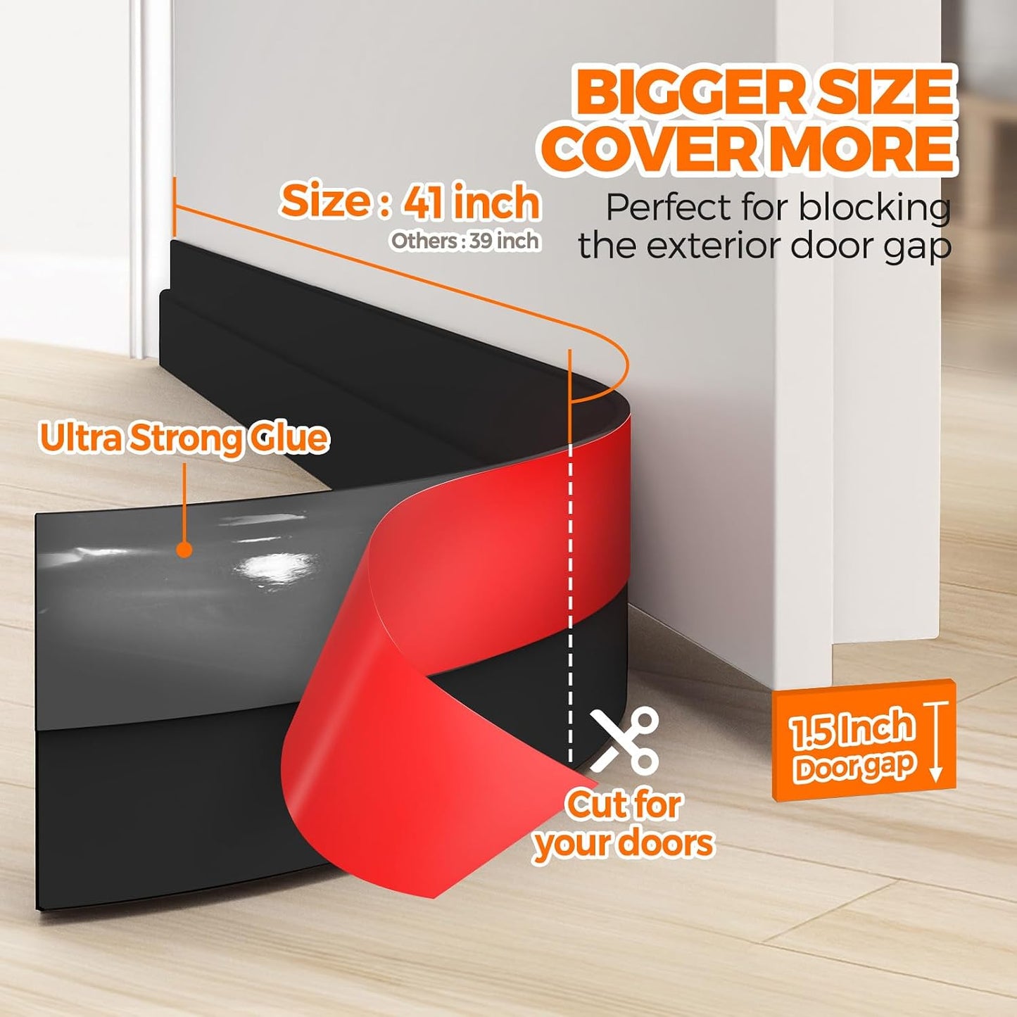 Holikme Door Draft Stopper Under Door Draft Blocker Insulator Doors Sweep Weather Stripping Noise Stopper Sheets, Rolls & Strips Strong Adhesive, White