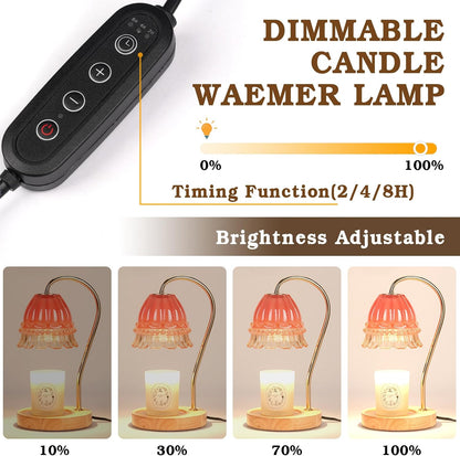 Funistree Flower Candle Warmer Lamp with Timer, Dimmable Candle Lamp Warmer, Christmas Birthday Gifts for Women Mom Her, Housewarming Home Decor, Lotus Wax Warmer for Yankee Candles - Lily Amber