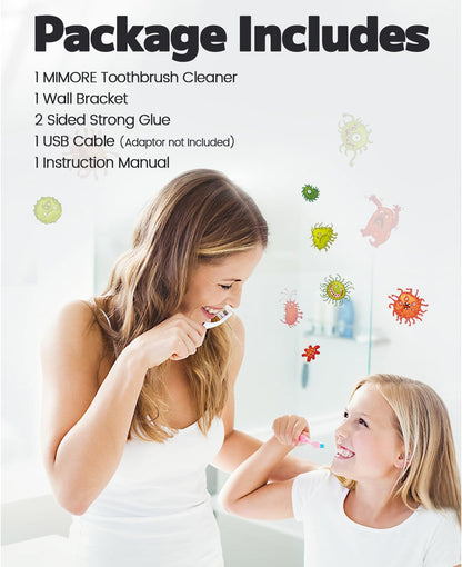 MIMORE Toothbrush Holder, 5 Toothbrush Slots & Timer Function, Cordless Wall Mounted Toothbrush Holders for Bathrooms