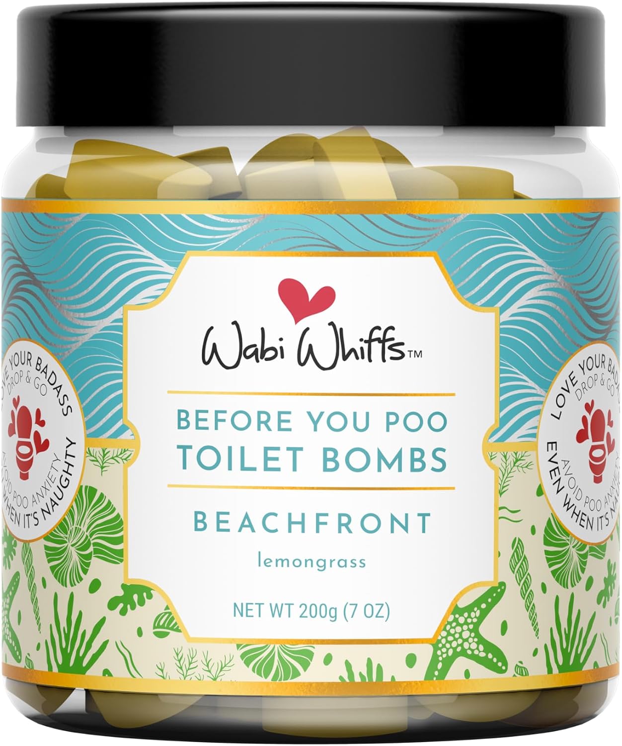 Wabi Whiffs Fizzing Toilet Bombs – Drop In The Ocean | Natural Bathroom Deodorizer | Odor Eliminator Tablets For Freshness & Cleanliness | Eco-Friendly Septic Safe Tablets | 60 Count |