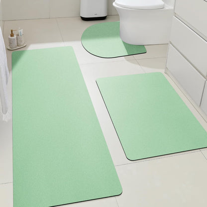 ACCUMTEK Non Slip Bath Mat, Thin Bathroom Rugs Fit Under Door, Quick Dry Bath Mats, Machine Washable Bath Rugs for Bathroom, Bathtub & Kitchen, Grey/Bordered/24 x17