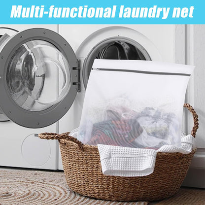 Mesh Laundry Bags for Delicates, Lingerie Wash Bags with Auto-Lock Zipper, 100% Polyester Fine Mesh, White Net, 2XL, 2L, 2S