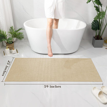 chakme Bathroom Rugs Mat 24x17, Ultra Thin Non Slip Bath Mat Small Quick Dry Absorbent Bath Mat for Bathroom Floor, (Dark Beige, 24"x17")