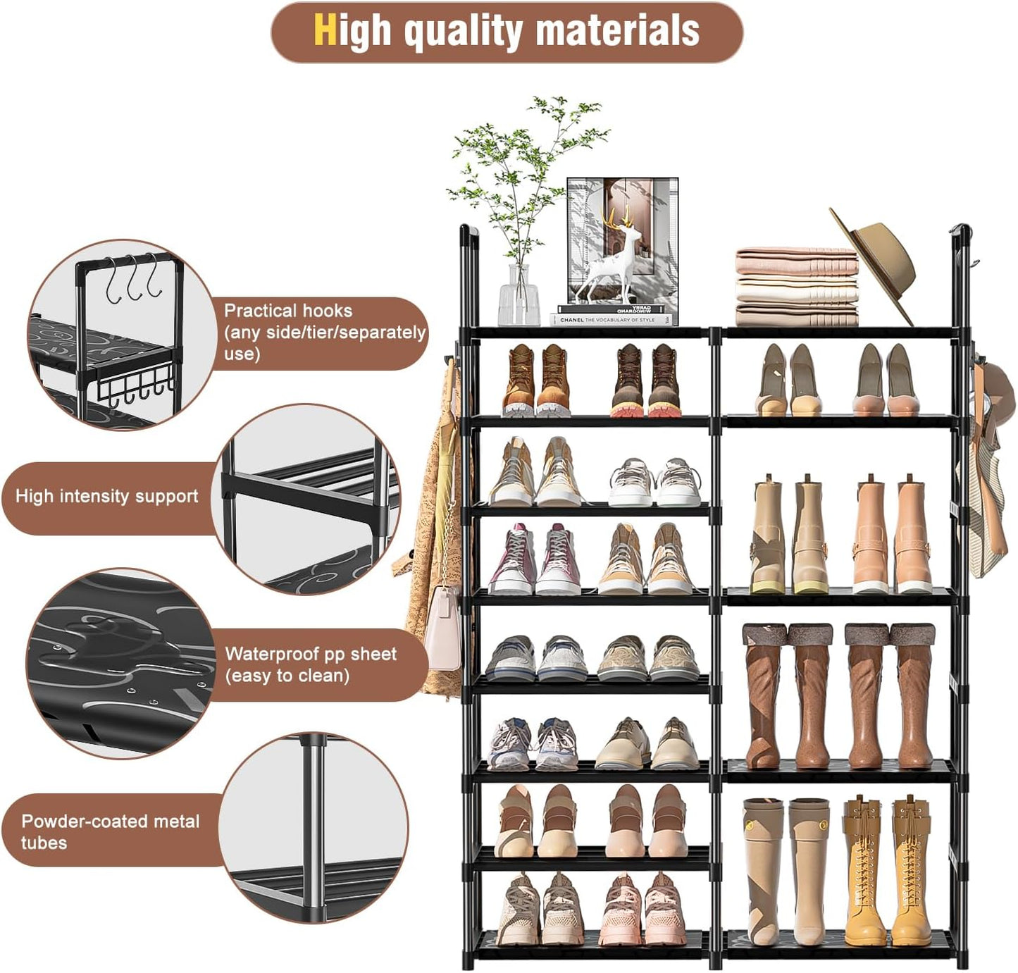 OYREL Sturdy Metal Organizer for Narrow Closets, Shoe Shelf Stand