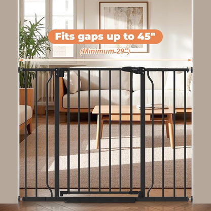 Baby Gate No Drilling, 29"-40" Auto Close Dog Gate Indoor for Doorways & Stairs, Pressure Mounted Adjustable Pet Gate, Easy Walk Through Child Gate for Children & Pets Stroller Friendly, White