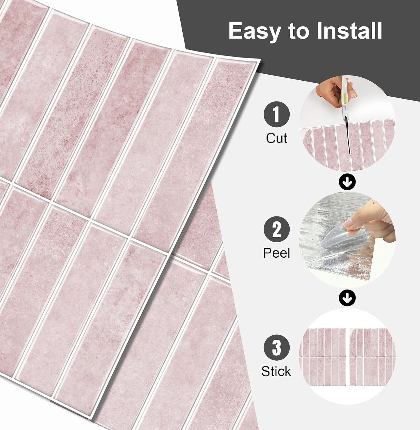 10 Sheets Thicker Design Peel and Stick Backsplash, Self Adhesive Wall Tiles, Stick on Backsplash for Kitchen and Bathroom, 11.8"x11.8",Beige