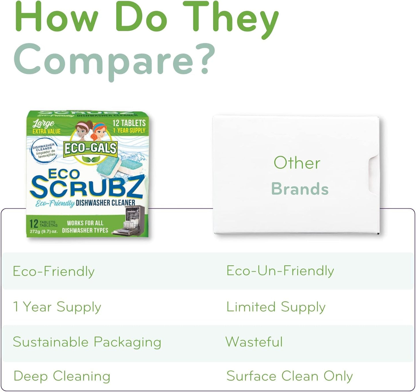 Eco-Gals Dishwasher Cleaner - 12 Tablets - 12 Month Supply - Unscented