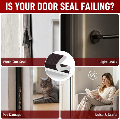 Litaibai 40 ft Kerf Weather Stripping Door Seal for Exterior Doors, White | Press-in kerf seal for grooved door frames is not self-adhesive, replaces worn seals, and helps reduce drafts and energy loss