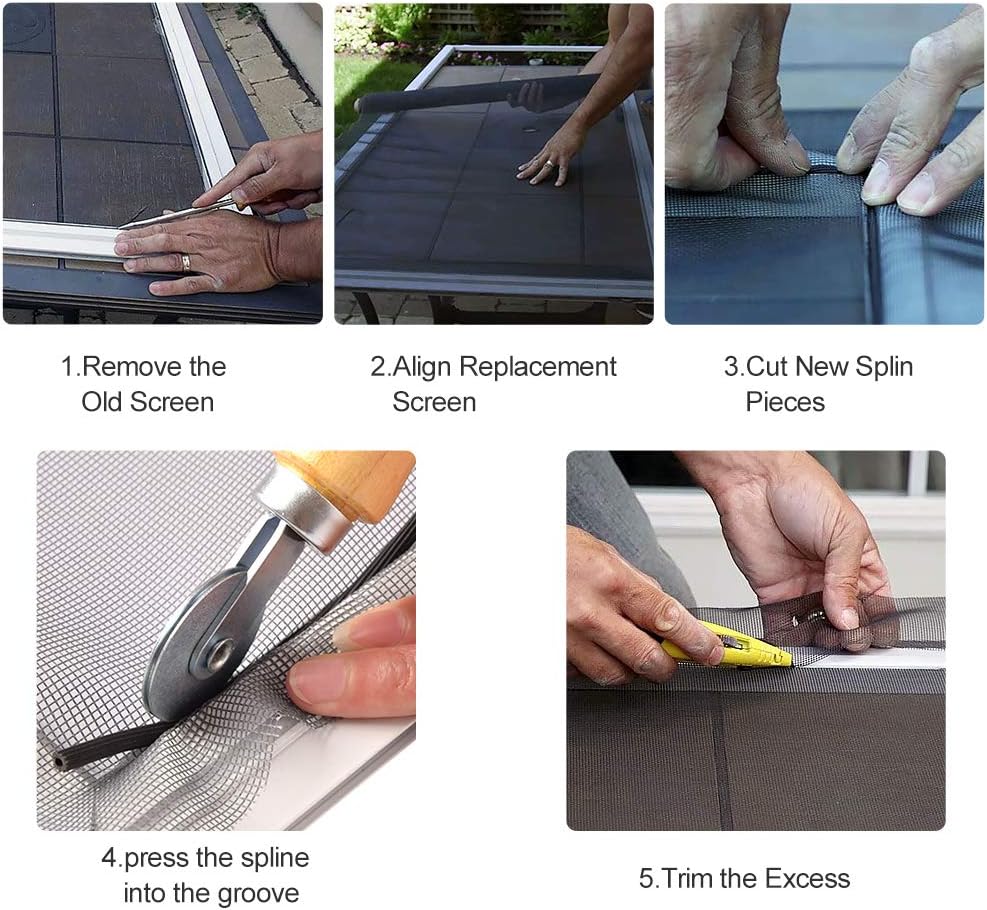 Pololo Fiberglass Screen Roll High Visibility and Durable Screen Easy to DIY Repair or Rescreen Window and Door Screen