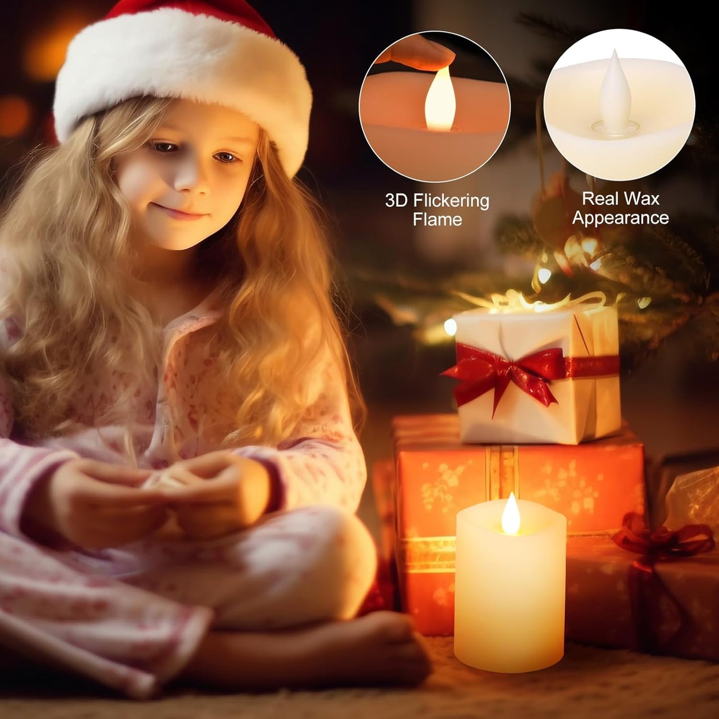 3x4 Flickering Flameless Candles Set of 3,Real Wax Pillar LED Candles,with Timer,4 inch Flameless Candles with Remote,for Party Wedding Holiday Home Decor,Ivory