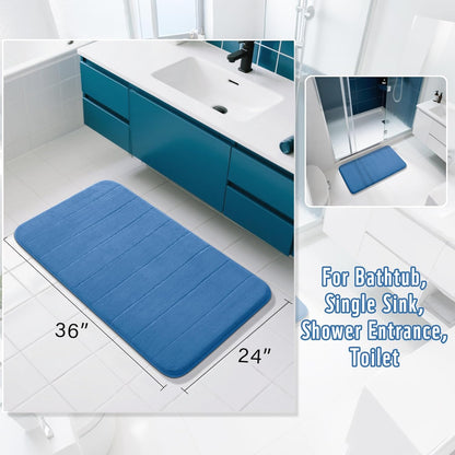 Yimobra Memory Foam Bath Mat, Super Soft Absorbent Bathroom Rug Non Slip, Quick Dry, Machine Washable Floor Carpet for Tub Shower, Home Decor Accessories, 24x17, Grey