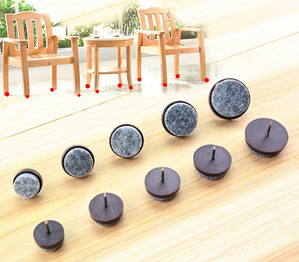 ALIMITOPIA 40pcs Furniture Felt Pad Heavy Duty Nail-on Chiar Slider Glide Pad Floor Protector for Wooden Furniture Chair Tables Leg Feet(Φ18mm or 0.7";Brown)