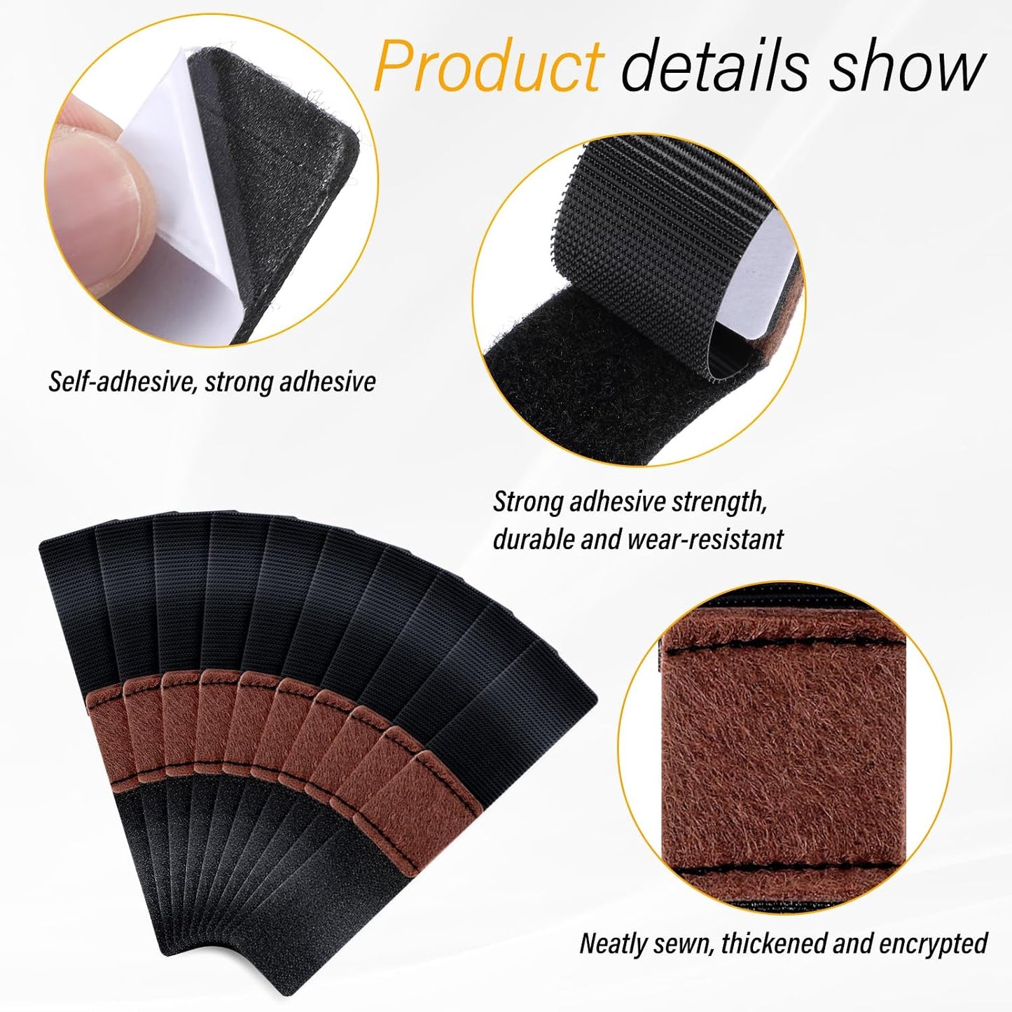 Yuanchu 24 Pcs Wrap-Around Felt Furniture Pads with Hook and Loop Fasteners Non-Slip Chair Bottom Floor Protectors Bar Stool Leg Glides Protector Patio Furniture Feet Wrap