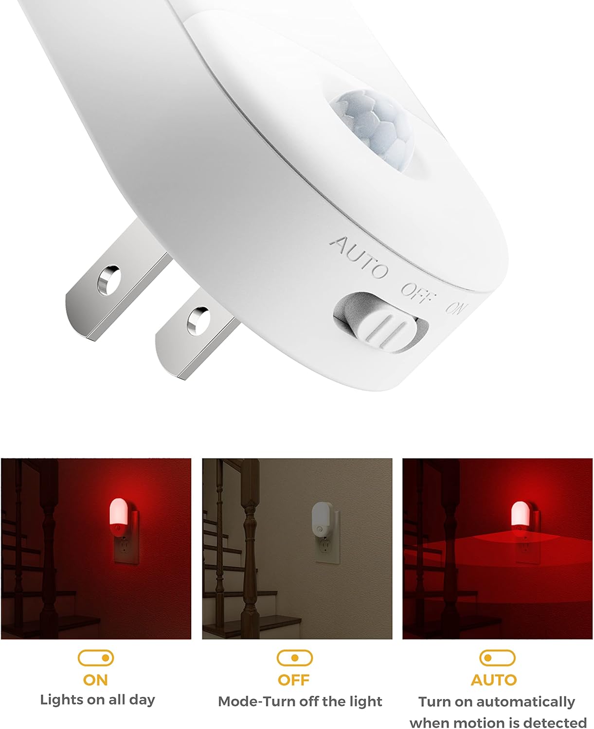 L LOHAS LED Motion Sensor Night Light, 2Pack, Motion Activated Night Light, Night Lights Plug into Wall Motion Sensor, 3000K Warm White, Adjustable Brightness 30/60LM, for Kids Adults Bathroom Bedroom