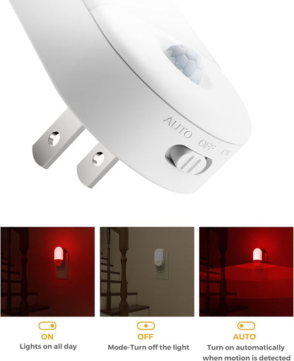 L LOHAS LED Motion Sensor Night Light, 2Pack, Motion Activated Night Light, Night Lights Plug into Wall Motion Sensor, 3000K Warm White, Adjustable Brightness 30/60LM, for Kids Adults Bathroom Bedroom