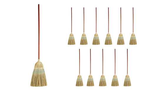 Rubbermaid Commercial Products Heavy-Duty Corn Broom, 1 1/8-Inch Wood Handle, Red, Indoor/Outdoor Broom for Courtyard/Garage/Lobby/Mall/Office