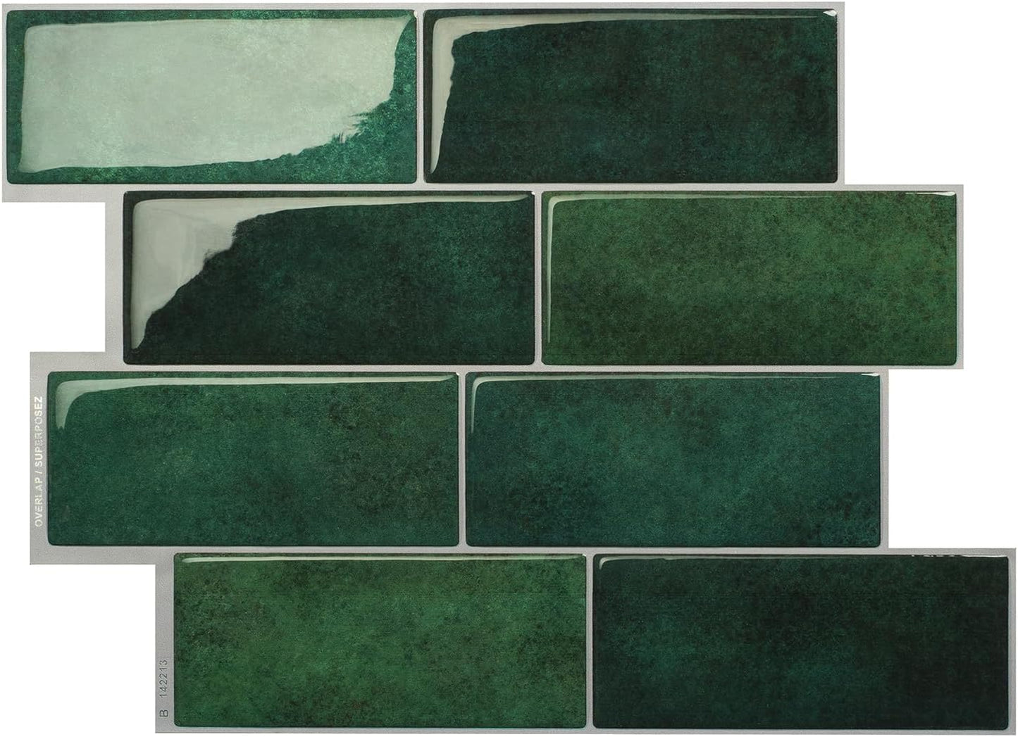 Smart Tiles Peel and Stick backsplash, Subway Teal Green, 11.55"x8.38" | Pack of 5 (2.8 sq ft), Glossy, Heat/Moisture Resistant, Low VOC, Kitchen/Bathroom, Renter Friendly, Made in Canada