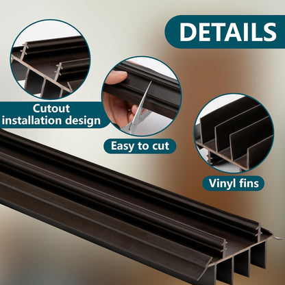 2 Pcs 36 Inch Vinyl Replacement Door Bottom,1-3/4 Inch Wide Replacement Door Bottom with Vinyl Fins,Vinyl Replacement Under Door Seal for Weather Stripping Door Insulation