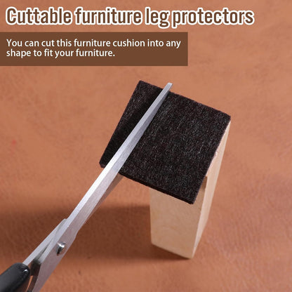 16 PCS 1.5 Inch Square Felt Furniture Pads, Square Felt Pads for Chair Legs Self Adhesive Cuttable Chair Leg Floor Protectors Anti Scratch Floor Protectors for Hardwood Floors, Brown