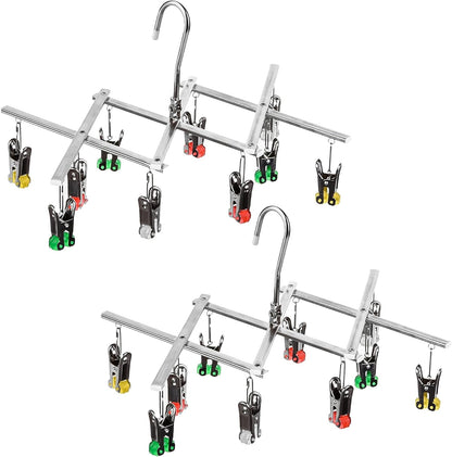 Drying Hanger, Hanging Drying Rack, Drip Hanger Stainless Steel with 10 Pegs for Laundry Underwear Socks, The Clips Release Quickly, Folding Portable