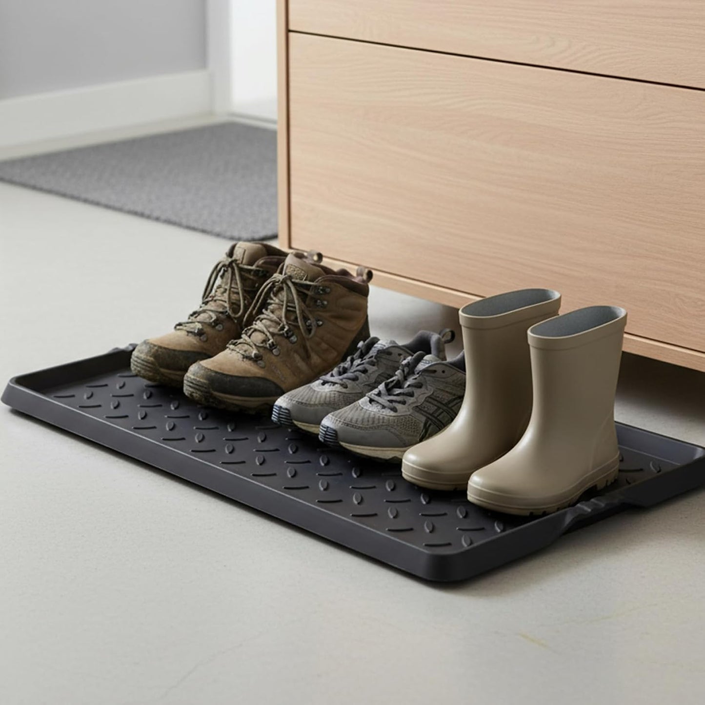 Rubber Shoe Mat Heavy Duty Foldable Boot Mat Tray with Lip Waterproof Non Slip Boot Trays for Entryway Indoor Outdoor 27.5x15.9 inch