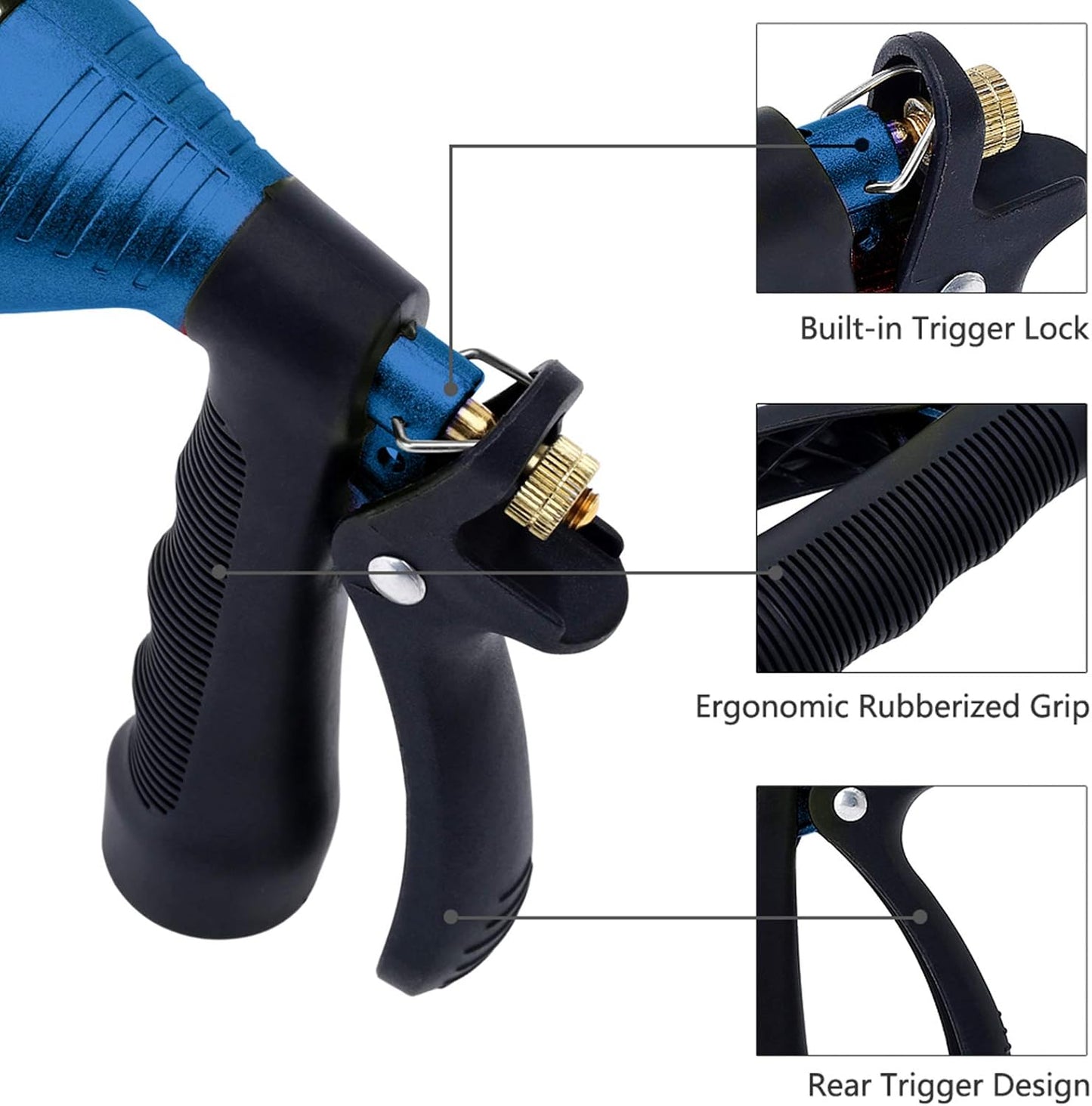 GREEN MOUNT Water Hose Nozzle Spray Nozzle, Metal Garden Hose Nozzle with Adjustable Spray Patterns, Perfect for Watering Plants, Washing Cars and Showering Dogs & Pets