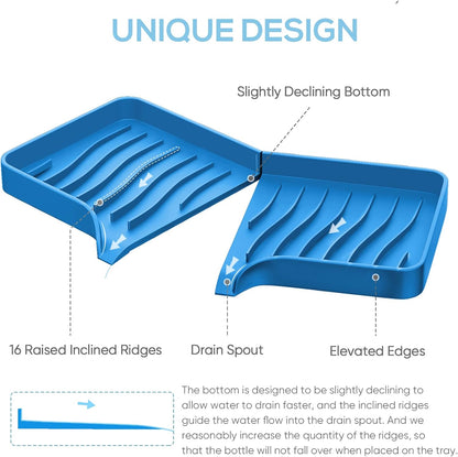Kitchen Sink Tray,Self Draining Kitchen Soap Tray Soap Holder Silicone Sponge Holder for Kitchen Sink,Kitchen Bathroom Sink Caddy Sink Organizer for Sponge,Soap Dispenser,Dish Scrubber,Palm Brush