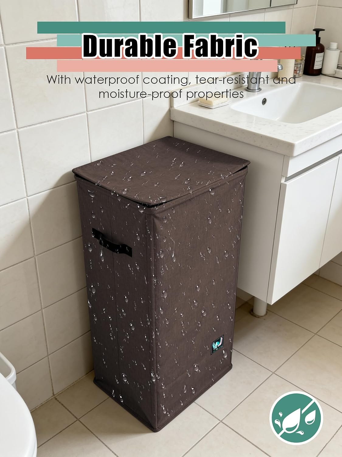 WTREE Laundry Hamper with Lid, Reinforced Sturdy Clothes Hamper with Anti-Puncture Base, Large Collapsible Laundry Basket with Removable Liner Bag, Tall Dirty Clothes Bin for Family, 100L Grey