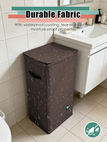 WTREE Laundry Hamper with Lid, Reinforced Sturdy Clothes Hamper with Anti-Puncture Base, Large Collapsible Laundry Basket with Removable Liner Bag, Tall Dirty Clothes Bin for Family, 100L Grey