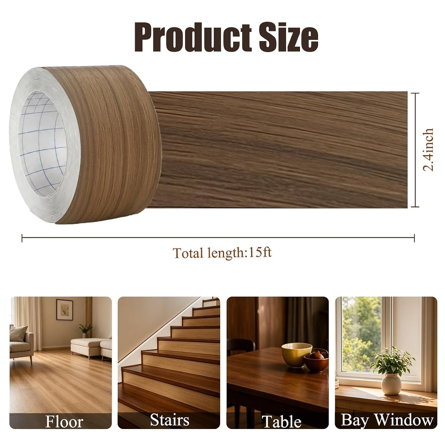 GSCIT Club Wood Grain Repair Tape, 2.4 inch X 15ft Self Adhesive Maple Grain Repair Patch for Tables, Chairs, Baseboards, Doors, Windows, Floors, Handicraft DIY. - Colors B