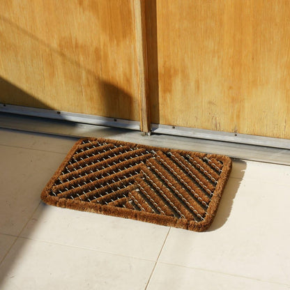 Rubber-Cal Herringbone Outdoor Scraper Door Mat, 18 by 30-Inch