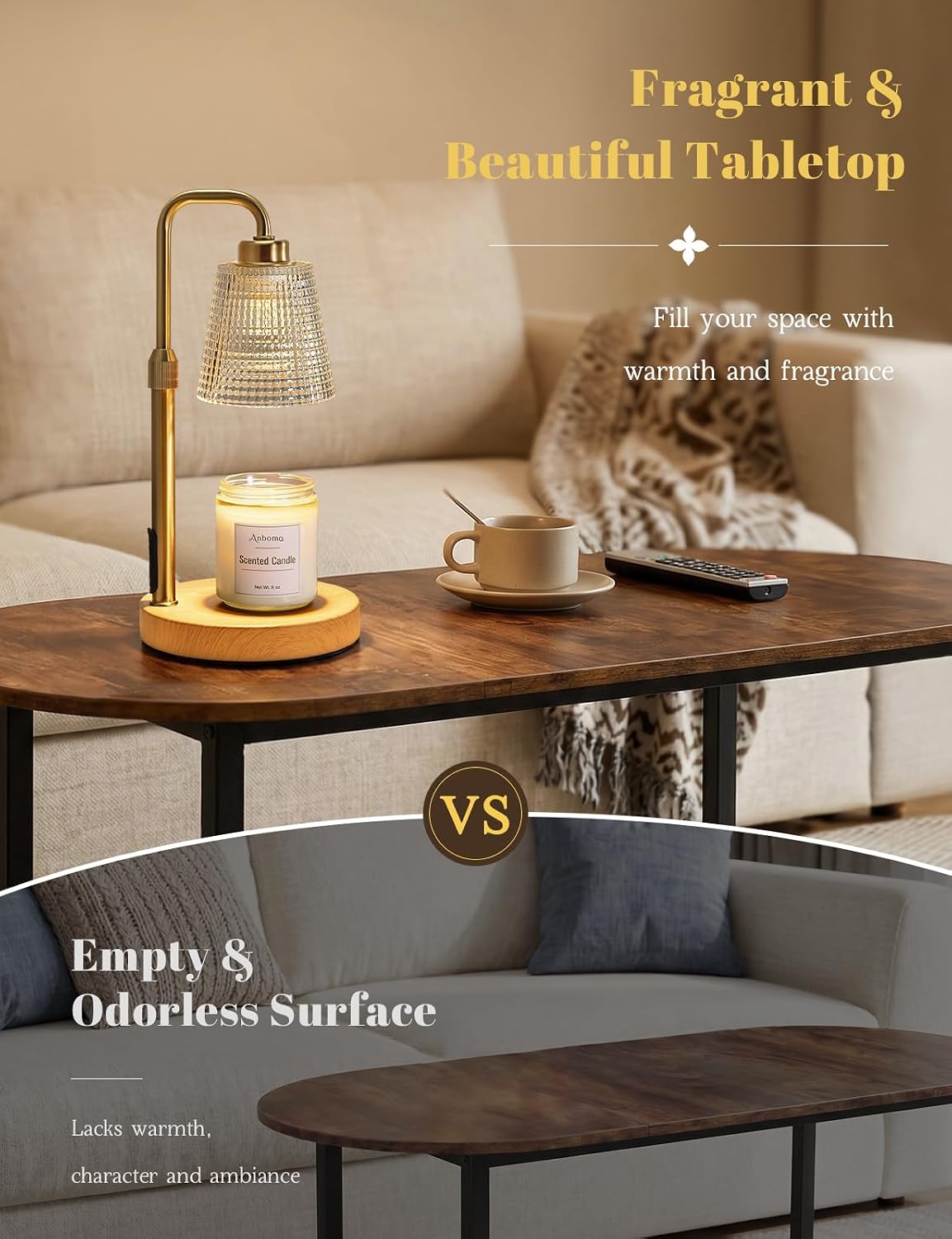 Candle Warmer Lamp with Timer Dimmable, Wax Warmer for Scented Jar Candles, Adjustable Height Candle Lamp for Home Decor, Birthday Gifts for Women Mom House Warming Gifts, Matte Black