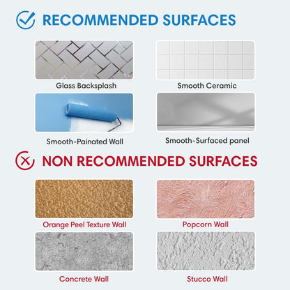 COMSTICKC Pure White Peel and Stick Backsplash,10 Pcs 12''x12'',Glossy White Peel and Stick Tiles Stickers Vinyl Backsplash Kitchen Bathroom,Waterproof,Removable