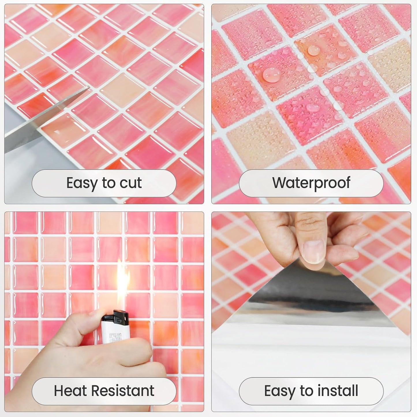 5 Sheets Peel and Stick Backsplash, Self Adhesive Wall Tiles, 3D Adhesive Tile Backsplash, 12"x12"Premium Self Adhesive Wall Tiles Peel and Stickfor Kitchen, Bathroom, RV(Spring Moss)