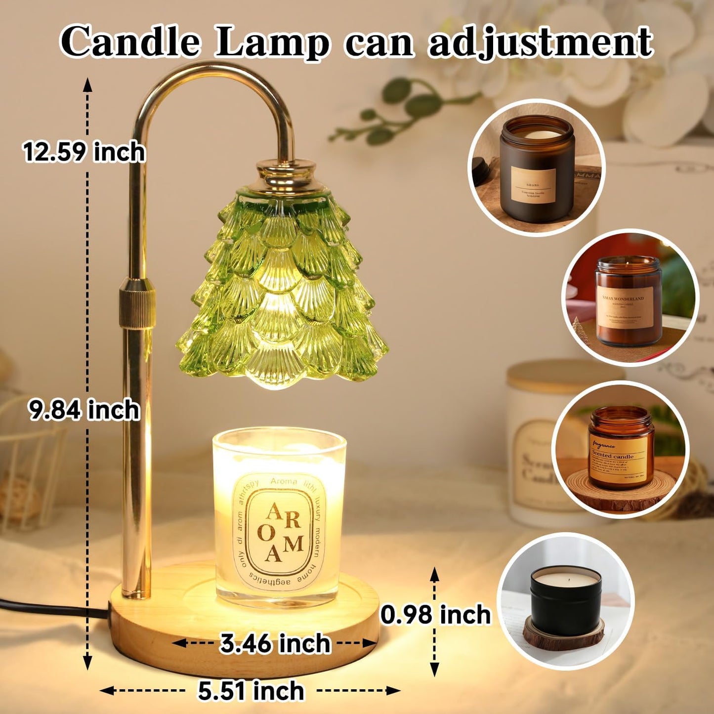 Fragrance Candle Warmer Lamp with 2 Bulbs Electric Candle Warmer with Timer & Dimmer for Home Decor