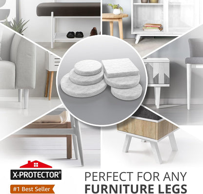 X-PROTECTOR 357 pcs Premium Huge Pack Felt Furniture Pads! Quantity of Furniture Sliders with Many Big Sizes – Your Ideal Floor Protectors. Protect Your Hardwood & Laminate Floor!