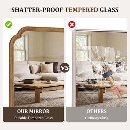 WallBeyond Full Length Mirror Wall Mounted 65"x22", Rustic Wooden Frame Floor Mirror, Large Full Body Mirror for Bedroom, Leaning or Hanging Against Wall, Natural