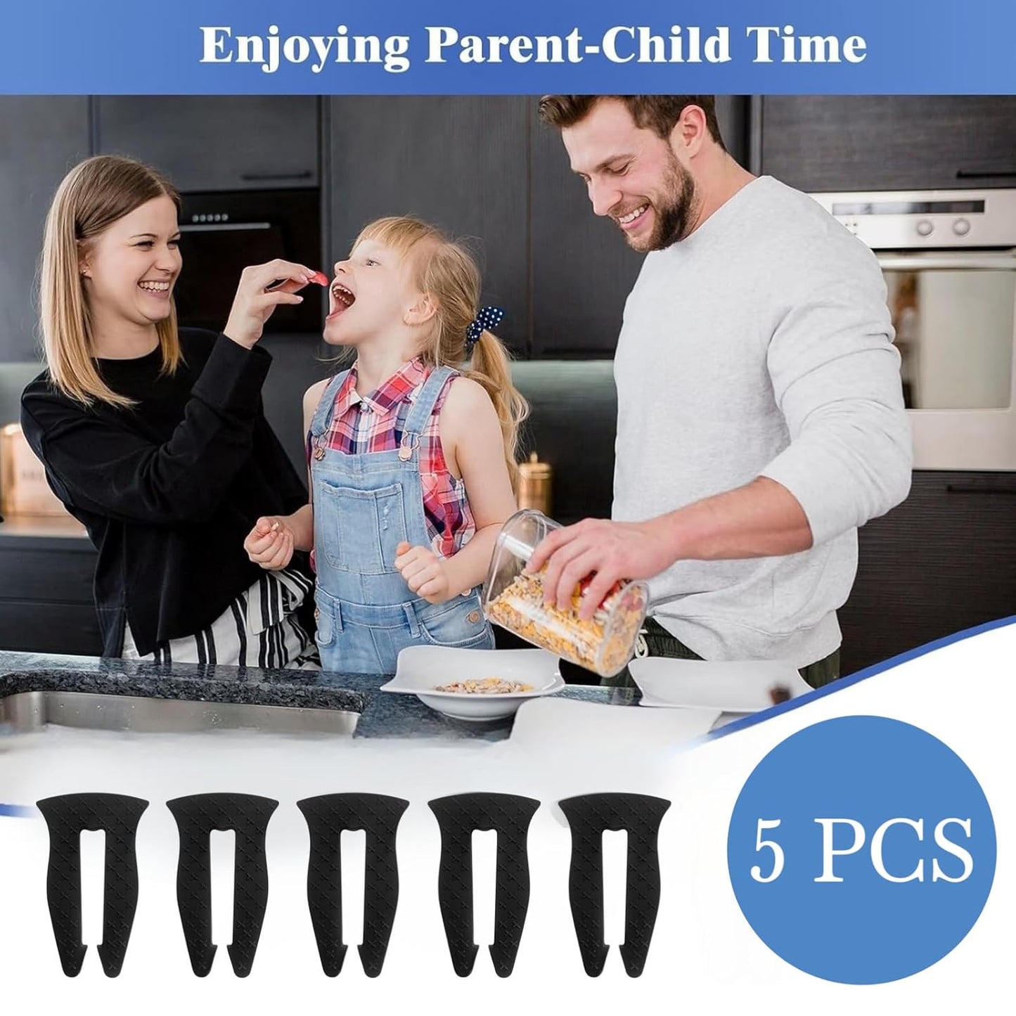 Universal Stove Knob Locks (5-Pack-Black) - Child Proof Gas Stove Safety Lock with Key, Easy Install No Tools Needed, Heat Resistant Baby Proofing Essentials for Kitchen Cooktop