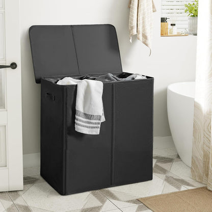 WOWLIVE 180L Laundry Hamper with Lid 3 Section,Large Laundry Basket with Removable Bags and Handles,Collapsible Dirty Clothes Hampers for Laundry,Laundry Basket Organizer for Laundry Room,Dorm,Beige