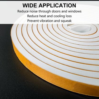 Weather Stripping Door Seal Strip, Strong Adhesive, Weatherproof, Reduce Noise, Gap Filler, Foam Insulation Tape for Doors and Windows (1/2 in x 1/4 in x 13 Ft), White