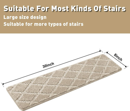 PURE ERA Carpet Stair Treads Tape Free Non Slip Indoor Stair Carpet Stair Protectors Pet-Friendly Non-Slip Skid Resistant Washable Reusable 8" x 30"(2 Pieces,Black)